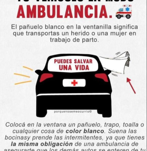 Recomiendan limitar uso del pañuelo blanco en modo ambulancia