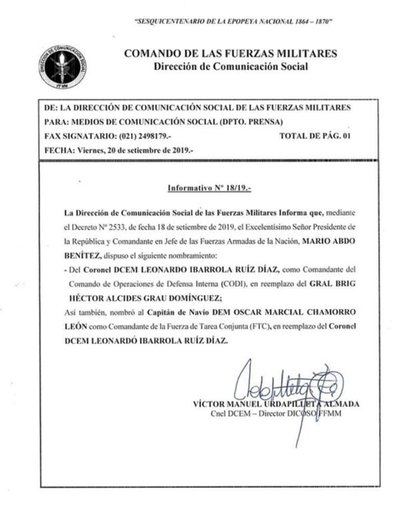 Jefe de Estado designa nuevos comandantes en Operaciones y FTC - .::RADIO NACIONAL::.