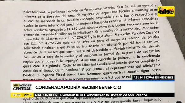 Condenada podría recibir beneficio - ABC Noticias - ABC Color