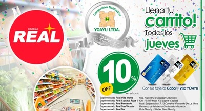 Tarjetas de Yoayu dispone de 10% de descuento en Supermercados Real