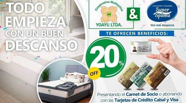 Socios de Yoayu se benefician con 20% de descuento usando tarjetas Cabal y VISA en Super Spuma