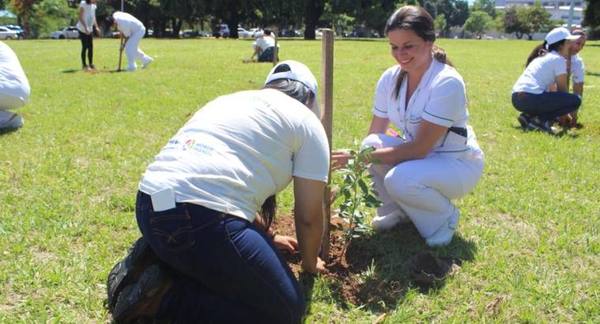 IPS y A Todo Pulmón plantan 100 árboles nativos en el Hospital Central