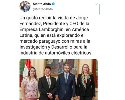 Embaucan a Abdo en el Palacio: el “alto” directivo de Lamborghini resultó ser un impostor - ADN Paraguayo