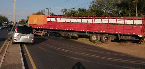 Transganado cae a la cuneta y obstaculiza tráfico sobre la Transchaco » Ñanduti