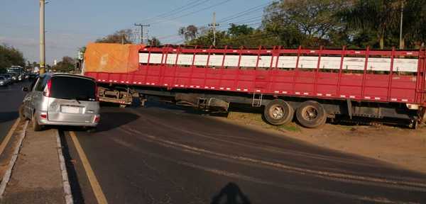 Transganado cae a la cuneta y obstaculiza tráfico sobre la Transchaco » Ñanduti
