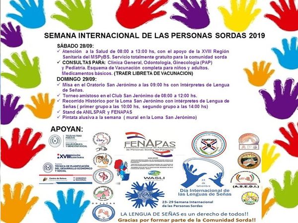 Fenapas invita a festejar la Semana Internacional de Personas Sordas 2019 - Nacionales - ABC Color