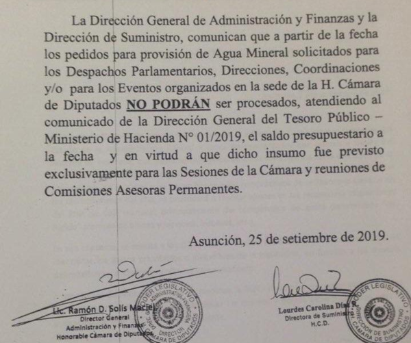 En Diputados ya no repartirán botellas con agua
