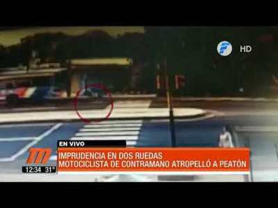 Motociclista de contramano atropelló a peatón