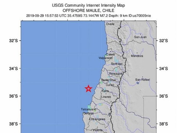Un sismo de magnitud 6,6 sacude la zona centro y sur de Chile