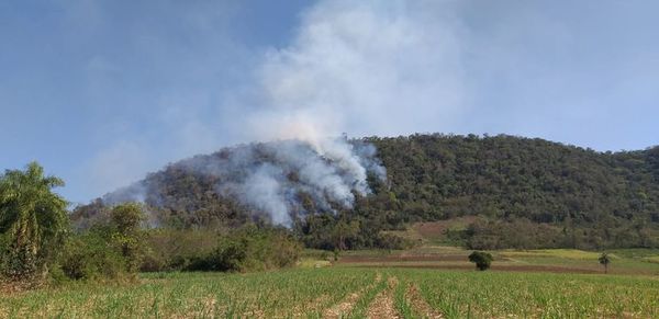 Fuego en el cerro Mbocayaty de Paraguarí no puede ser controlado - Nacionales - ABC Color