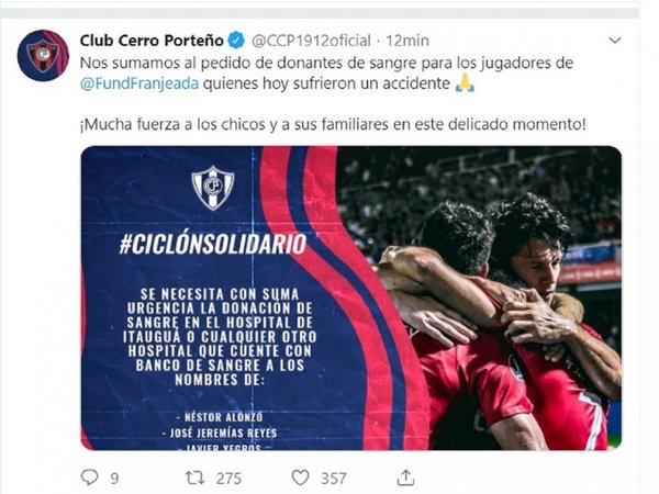 El mundo del fútbol se solidariza con juveniles de Olimpia
