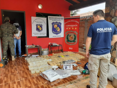 Unos 100 kilos de cocaína fueron incautados en Itauguá