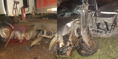 FUERTE COLISIÓN DE VEHÍCULOS SOBRE CAMINO QUE UNE MA. AUXILIADORA CON TAVA’I