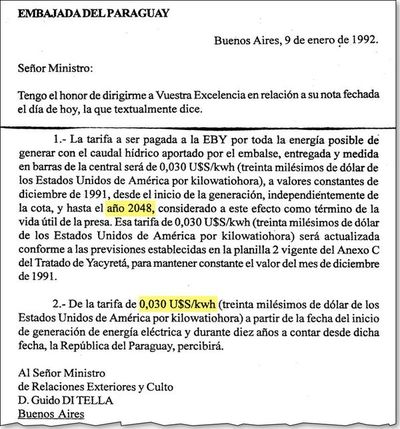 La perjudicial Nota Reversal de enero  de 1992 sobre Yacyretá sigue vigente - Economía - ABC Color