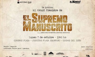 «El Supremo manuscrito» llega al cine este lunes en CDE, será el pre-estreno