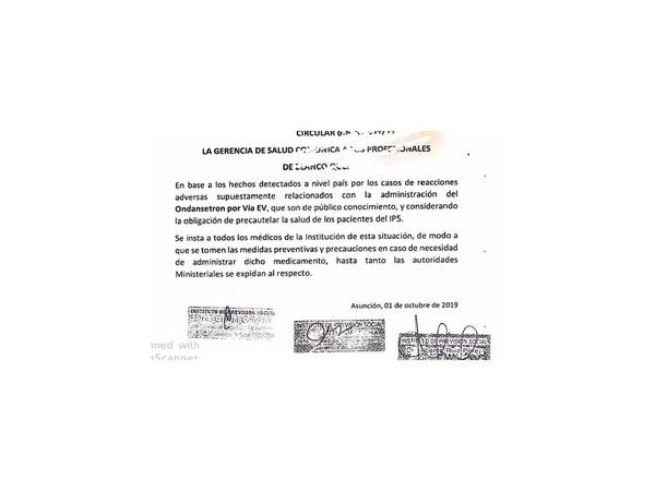 IPS pide a médicos tomar recaudos para suministrar droga