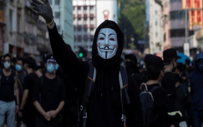 Manifestantes utilizaron máscaras, pese a prohibición en Hong Kong