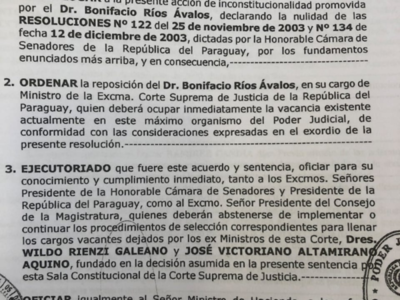 Exministro de la Corte debe volver al cargo y recibir millonaria indemnización