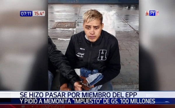 Detienen a joven que se hizo pasar por el EPP para extorsionar a menonita