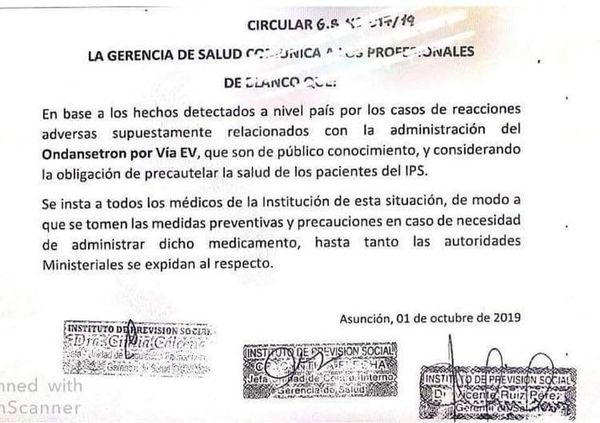 IPS pide precaución con un medicamento, ante muerte e inducciones a coma - Nacionales - ABC Color