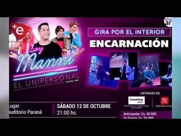 SOY MANNI SE PRESENTARÁ EN ENCARNACIÓN ESTE 12 DE OCTUBRE