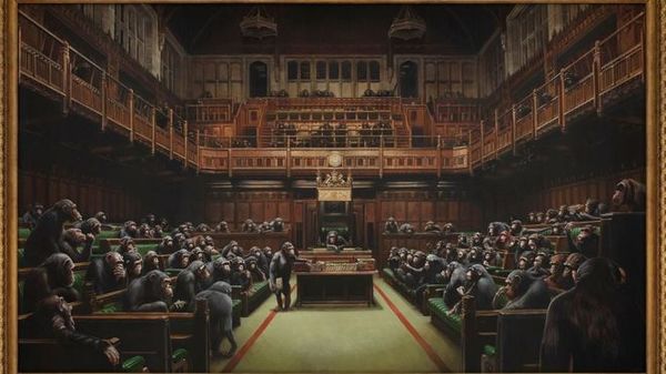 El Parlamento lleno de chimpancés de Banksy se vende por $ 12,2 millones » Ñanduti