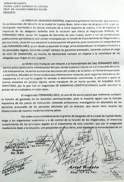Apoyan trabajo de juez de Capitán Bado
