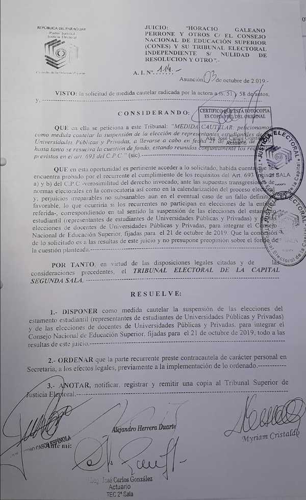 Lío en elección de representantes de CONES. Justicia Electoral dispuso suspender proceso - ADN Paraguayo