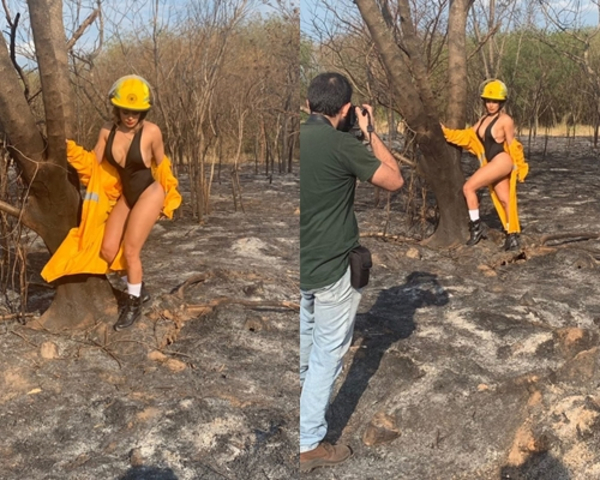 Polémicas fotos de Nabila en reserva natural castigada por un incendio