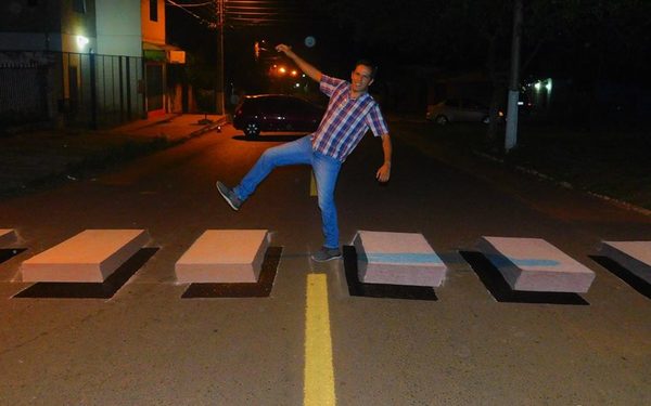 ¡Pintaron la primera franja peatonal en 3D!