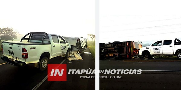 VUELCO Y CHOQUE SOBRE LA RUTA 1 EN GRAL. DELGADO