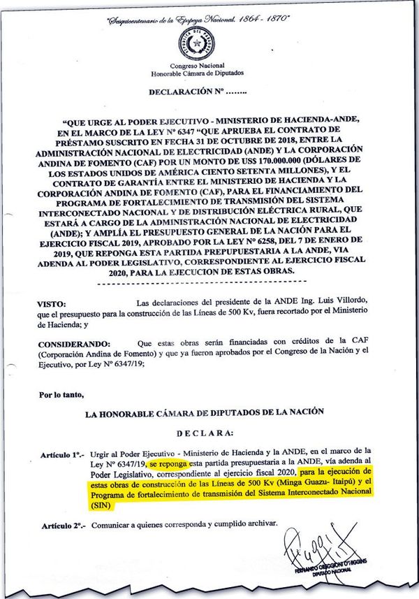Piden que repongan fondos para financiar nueva línea de 500 kV - Economía - ABC Color