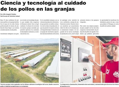 Ciencia y tecnología al cuidado de los pollos en las granjas - 25 Años de POLLPAR - ABC Color