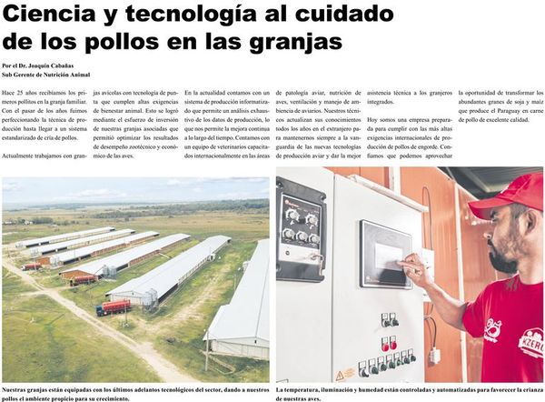 Ciencia y tecnología al cuidado de los pollos en las granjas - 25 Años de POLLPAR - ABC Color