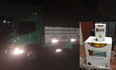Incautan camión cargado con esencia y carbón para narguile sin documentación