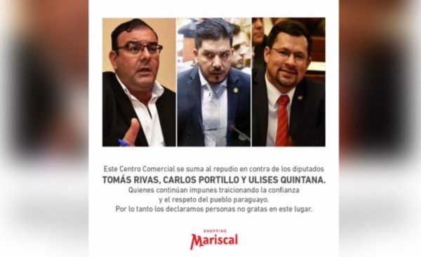 Declaran personas no gratas a Rivas, Portillo y Quintana