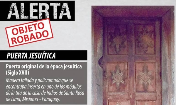 HOY / Roban puerta de 300 años considerada como patrimonio cultural y solicitan emitir alerta a Interpol