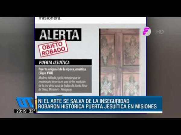 Robaron histórica puerta jesuítica en Misiones