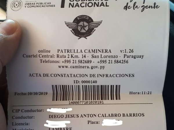 Lo multaron con más de G. 800.000 por no pagar peaje