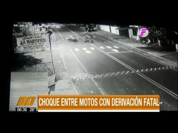 Choque entre motos con derivación fatal