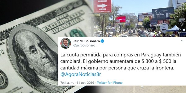 AUMENTO DE COTA DE COMPRA PARA BRASILEÑOS QUE CRUCEN A PARAGUAY