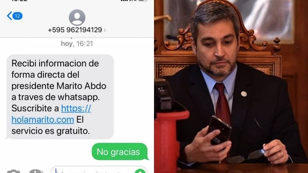 HOY / Hasta Mario Abdo envía spam a los celulares