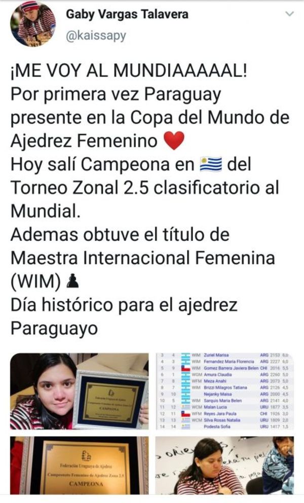 Victoria paraguaya en ajederez