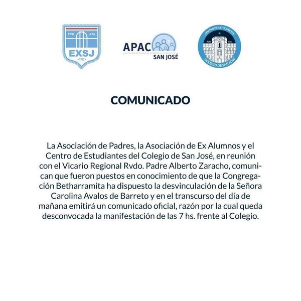 Congregación destituye a la directora del Colegio por irregularidades