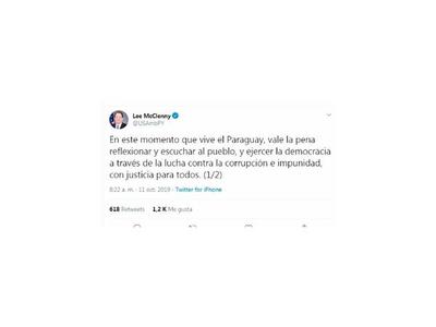 Embajador de EEUU instó a no tolerar la  corrupción e impunidad