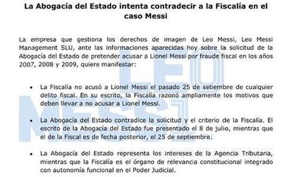 Messi resta importancia a cargos de fraude fiscal, en comunicado