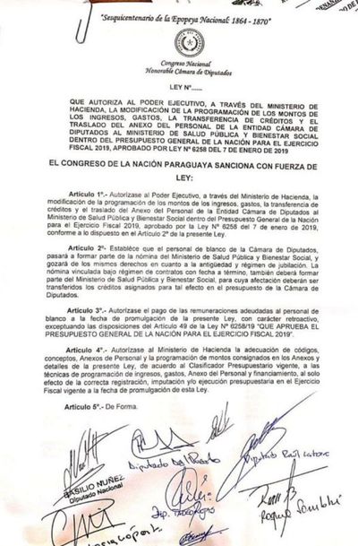 Personal de blanco de Diputados dependerá del Ministerio de Salud