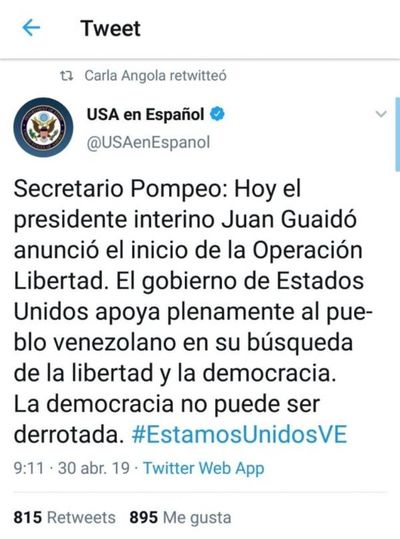 EEUU apoya golpe de Estado de Juan Guaido