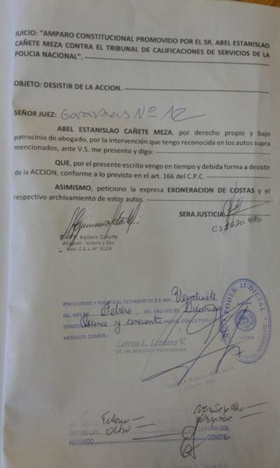 Comisario desistió de su amparo