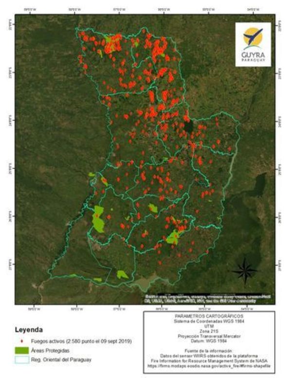 Cerca de 3.000 focos de incendios se registran en región Oriental según la NASA
